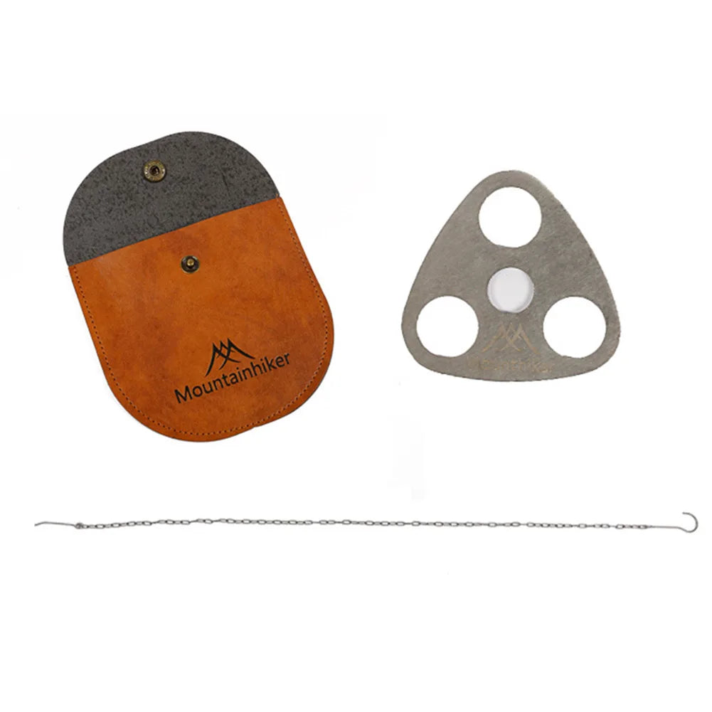 Cooking Pot Pan Tripod Mount Stainless Steel Camping Tripod Hanging Pot Bracket with Leather Storage Bag for Hiking and Bushcraft