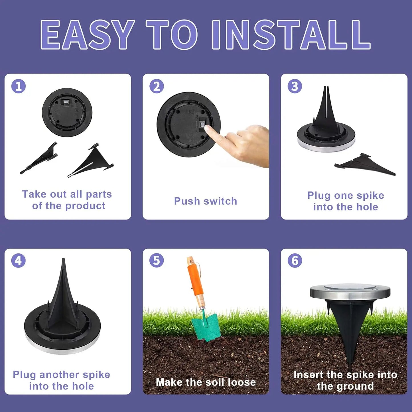 4 or 8 Pieces Solar Lights Outdoor 8 LED Solar Landscape Lighting for Garden Yard Pathway Cool or Warm White