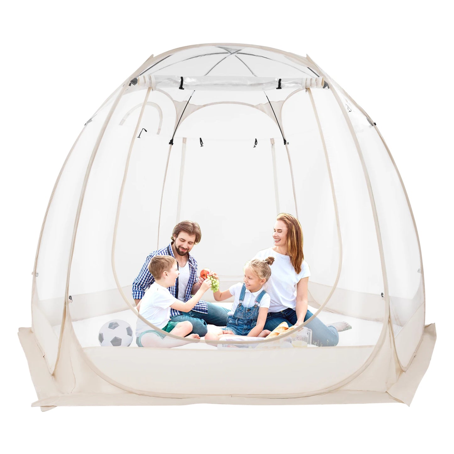 Clear Pop Up Bubble Tent 3x2.05m Outdoor Garden Camping Tent for 3 to 4 People with Glass Fiber Rods