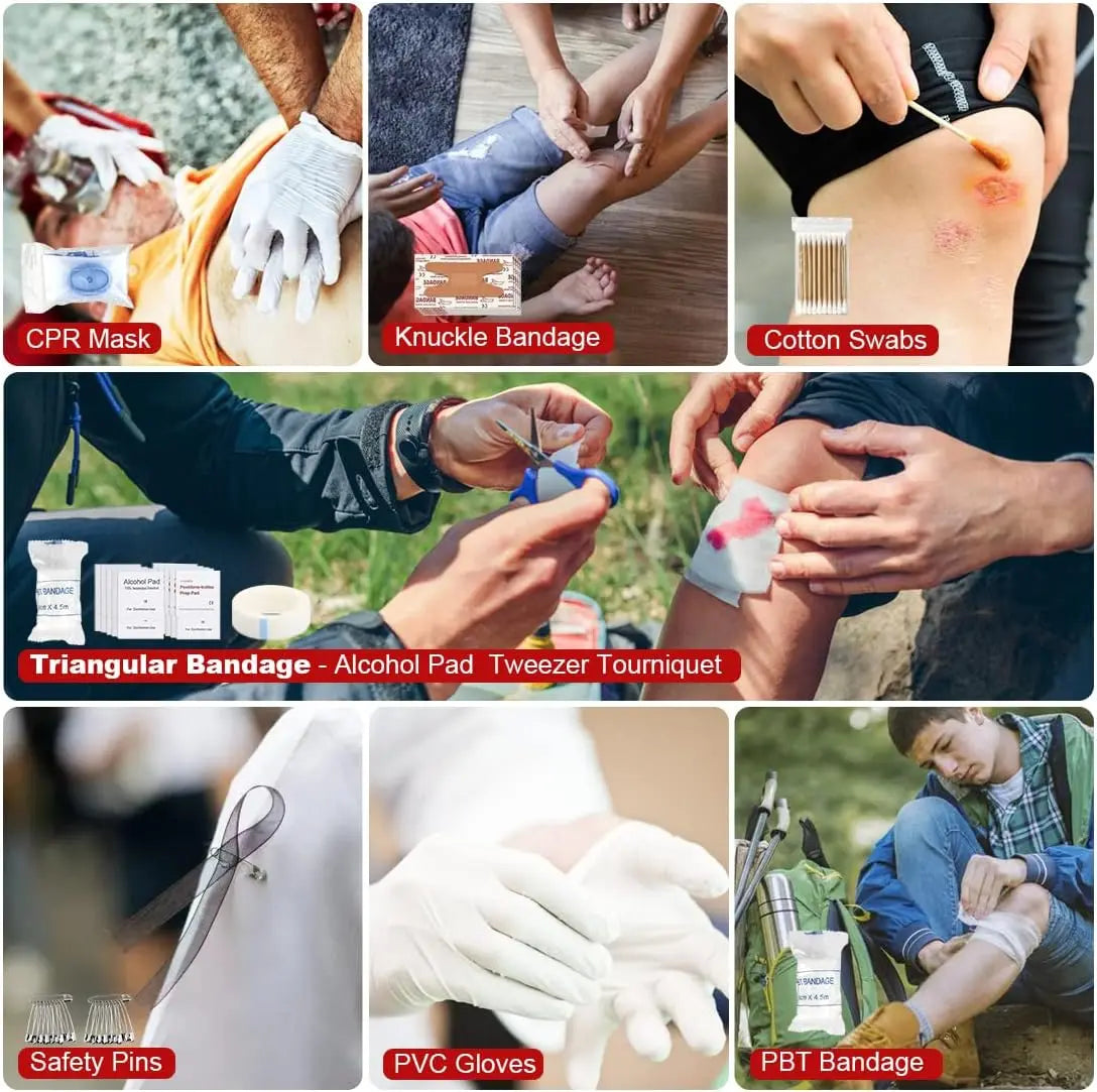 222 Piece Emergency Survival Kit with First Aid and Portable Bag for Outdoor Camping and Hunting