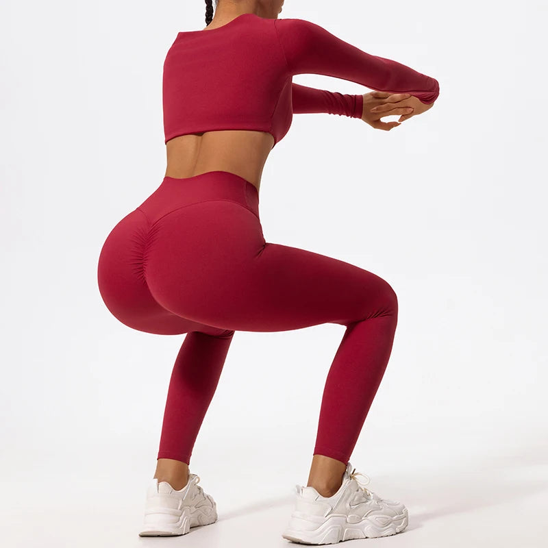 CTENKEVET Women Long Sleeve Yoga Set Quick Dry 2 Piece