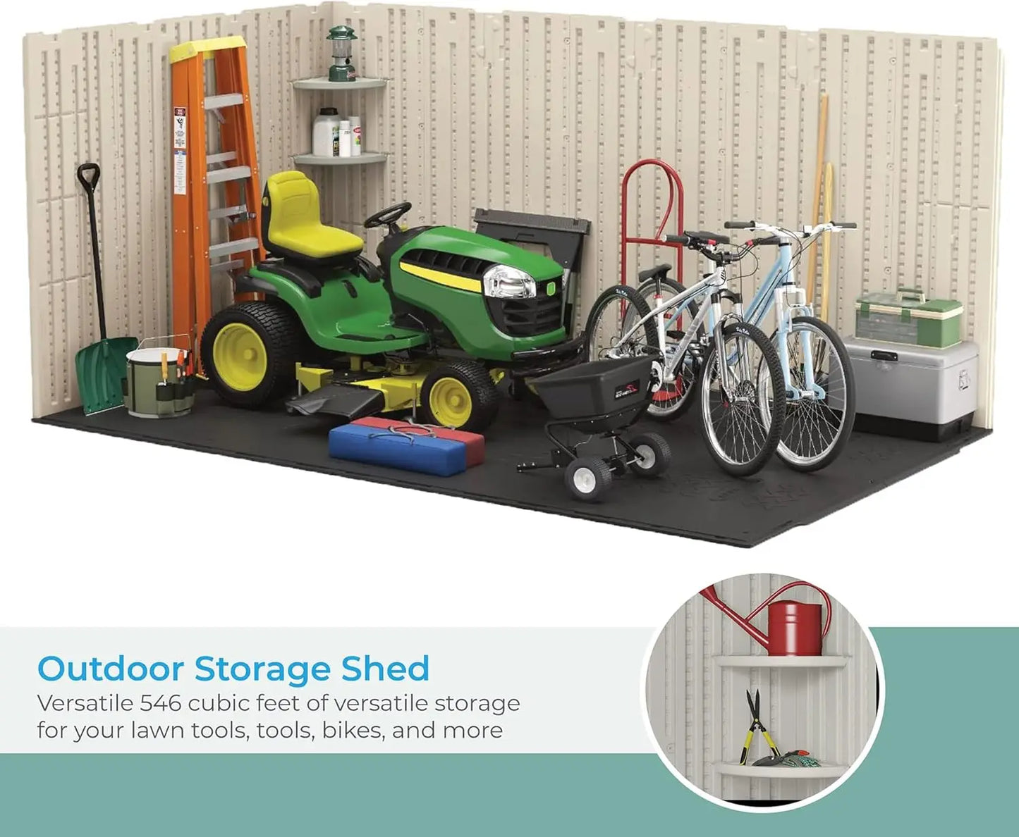 XMSJ Tremont Resin Shed Backyard Storage Unit with Skylights