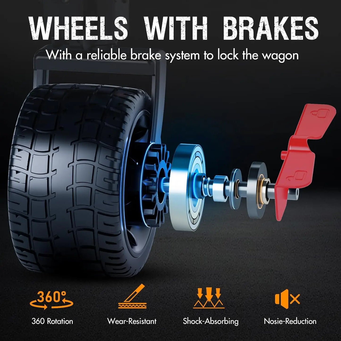 26" Extra Wide 55" Long Foldable Wagon with Tailgate, Large 600L Collapsible Wagon with Cargo Net, 400 LBs Heavy Duty Utility Ca