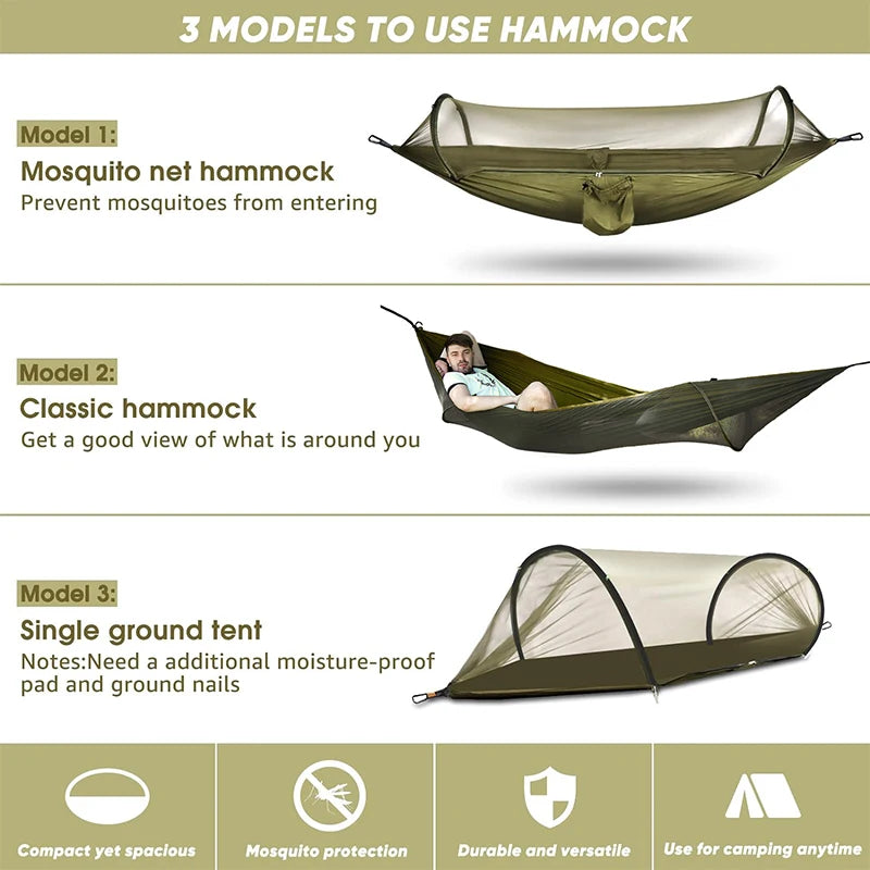 WESTTUNE Outdoor Camping Hammock with Mosquito Net Quick Open