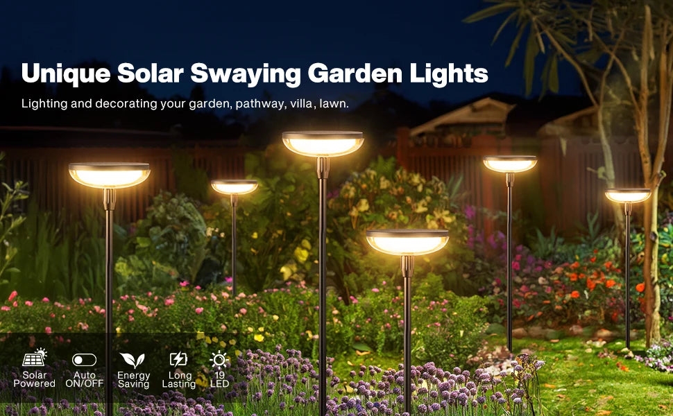 6 Pack Solar Garden Path Lights 40 Lumens 14 Hours 31 Inch Tall Auto On Off for Yard Patio Path Lawn