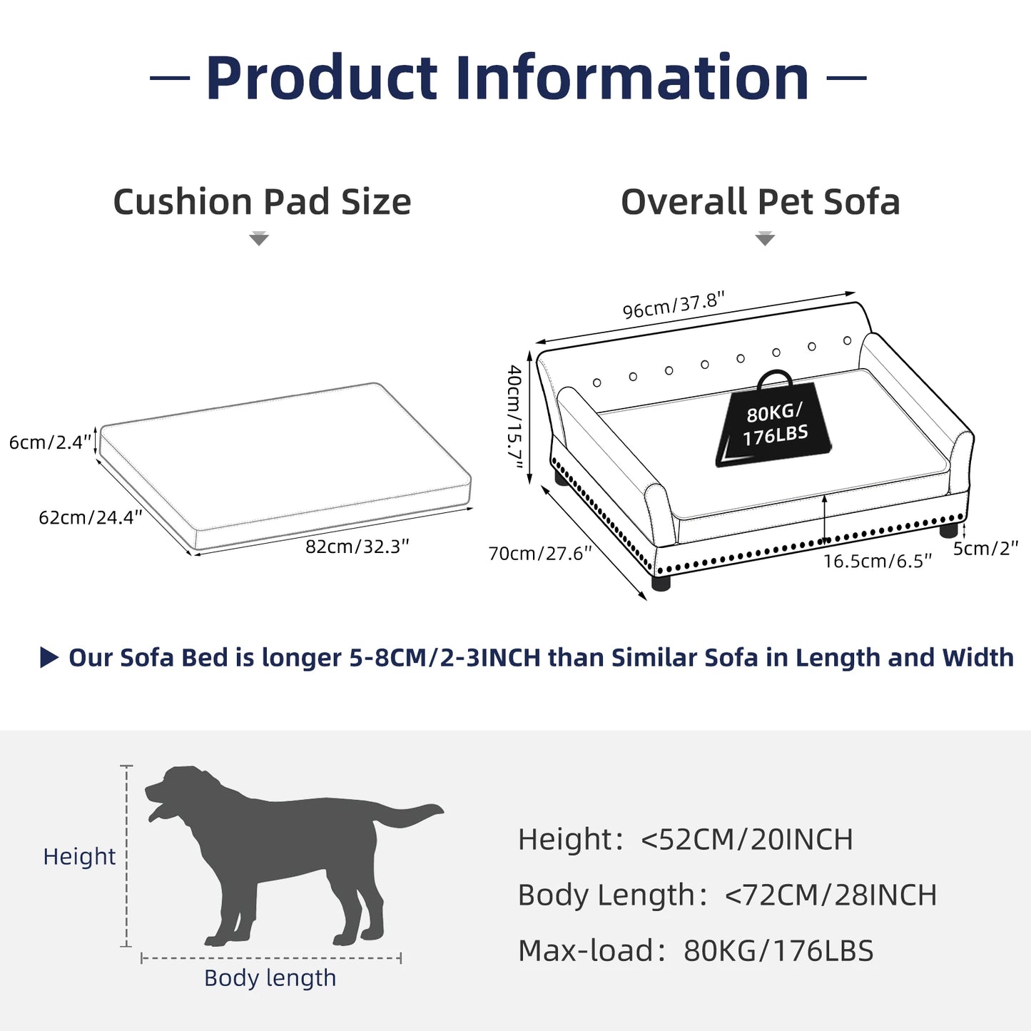 Heavy Duty Raised Dog Bed Sofa Large Cushioned Pet Couch Soft Microfiber Silicone Leather Velboa Covered Lounge for Cats And Puppies