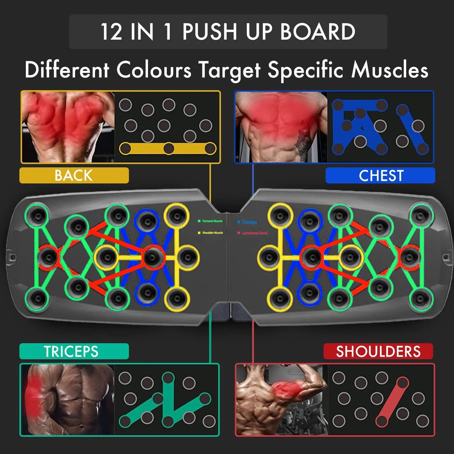 Push Up Board Set Portable Multifunctional Push Up Bar Foldable Fitness Equipment for Chest Abdomen Arms Back Training