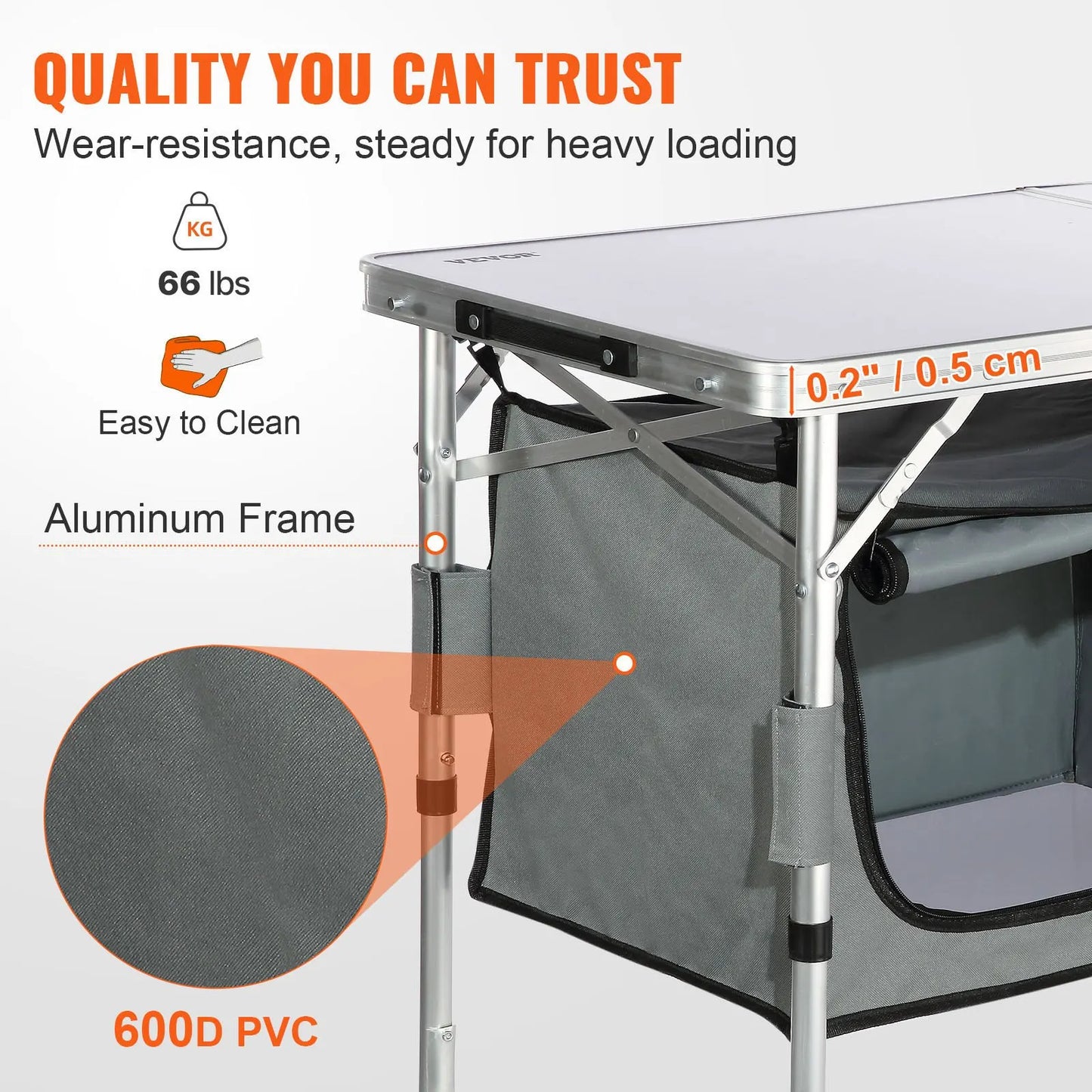 VEVOR Quick Set-Up Folding Camping Table for Outdoor Use