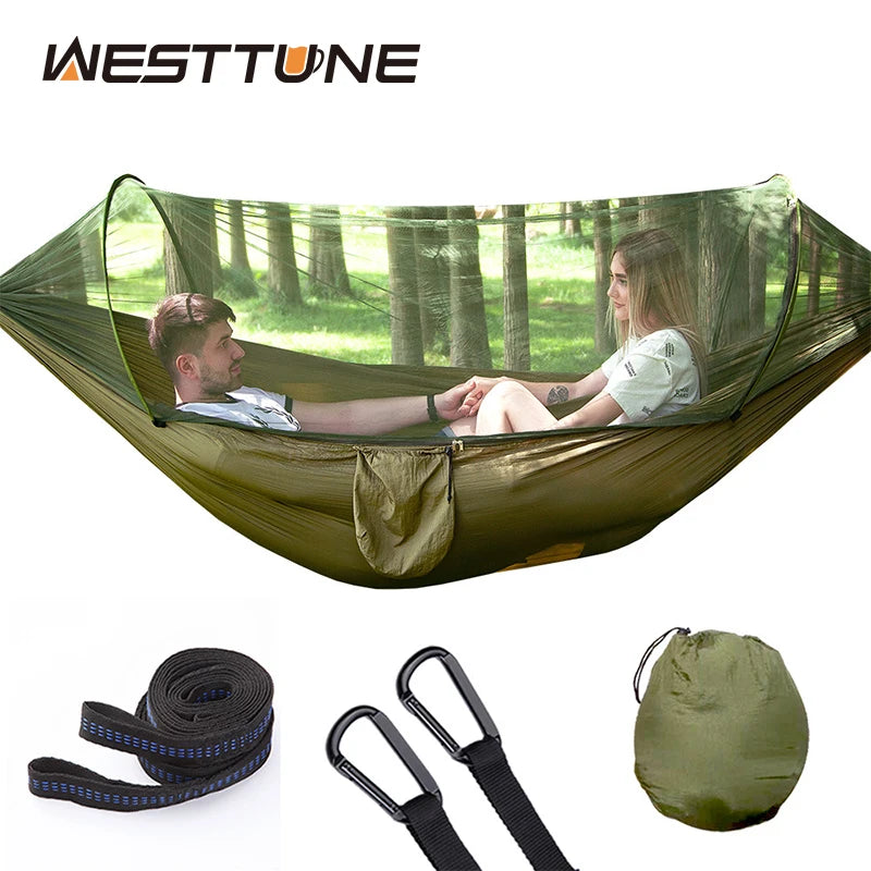 WESTTUNE Outdoor Camping Hammock with Mosquito Net Quick Open
