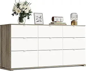 Modern Wood Dresser 6 Drawer Engineered Wood Finish