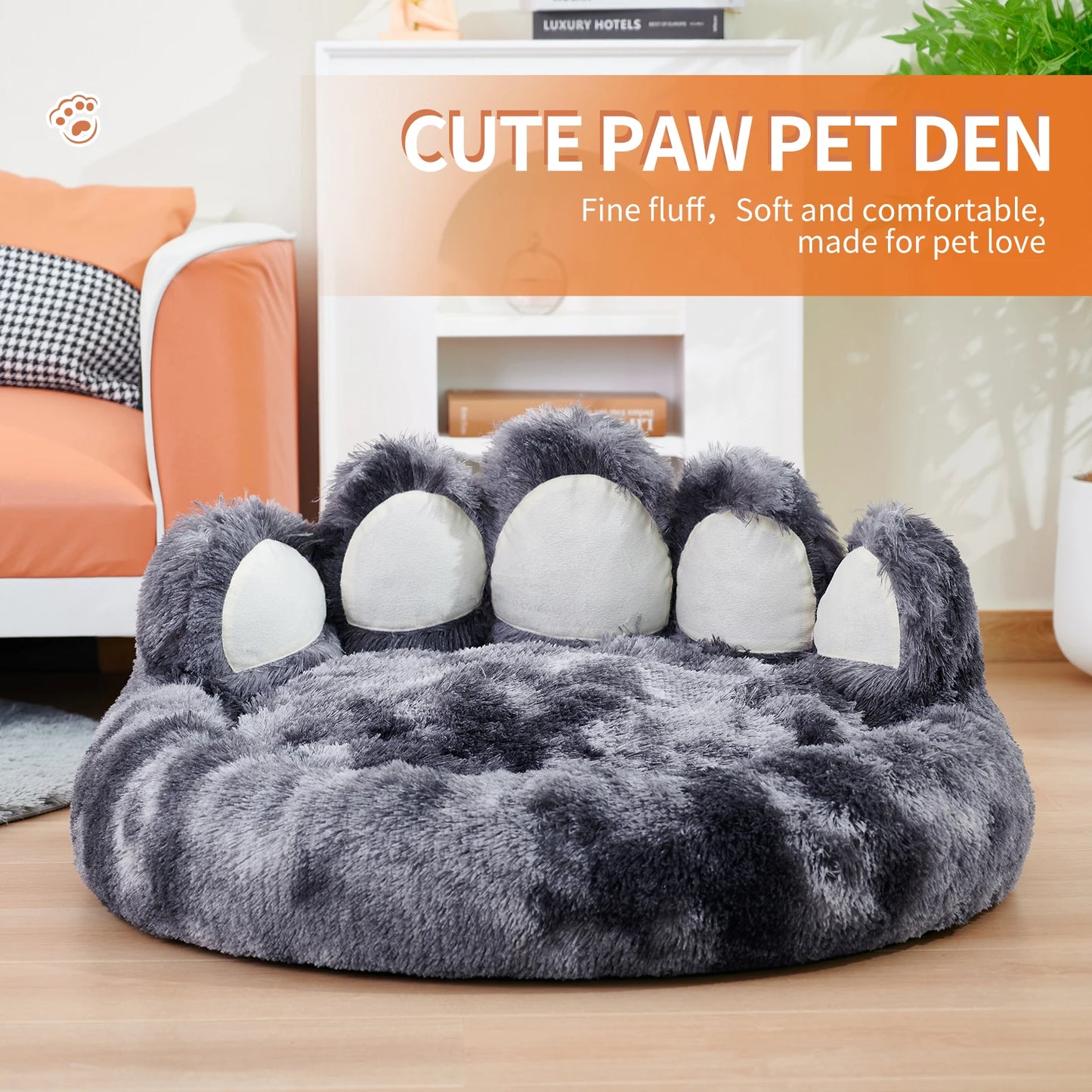Cozy Paw Shape Dog Bed Warm Thickened Cushion Breathable Fluffy Mat for Deep Sleeping Pet Comfort - Dog Beds/Mats