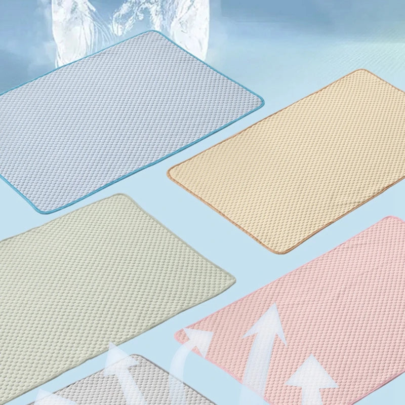 Dog Cooling Mat Summer Pet Cold Bed Cat Sleeping Pad Cool Ice Silk Moisture-proof Mattress Cushion Breathable Ice Pad Blanket