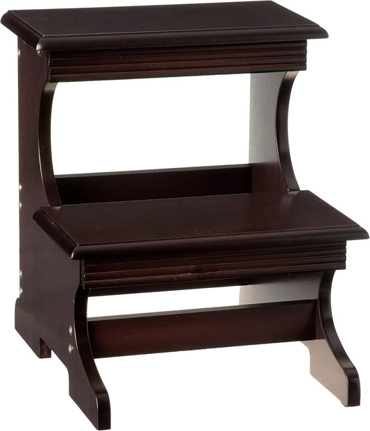 Home Furnishing Crestside 2 Step Wood Step Stool with Storage