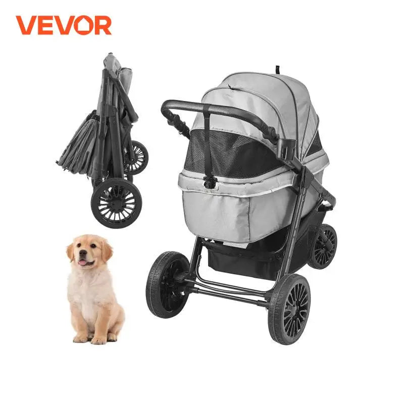 SucceBuy Pet Stroller Carrier Dog Cat Strollers Lightweight Travel Rotate with Brakes Pet Pad Cup Holder for Puppy Accessories