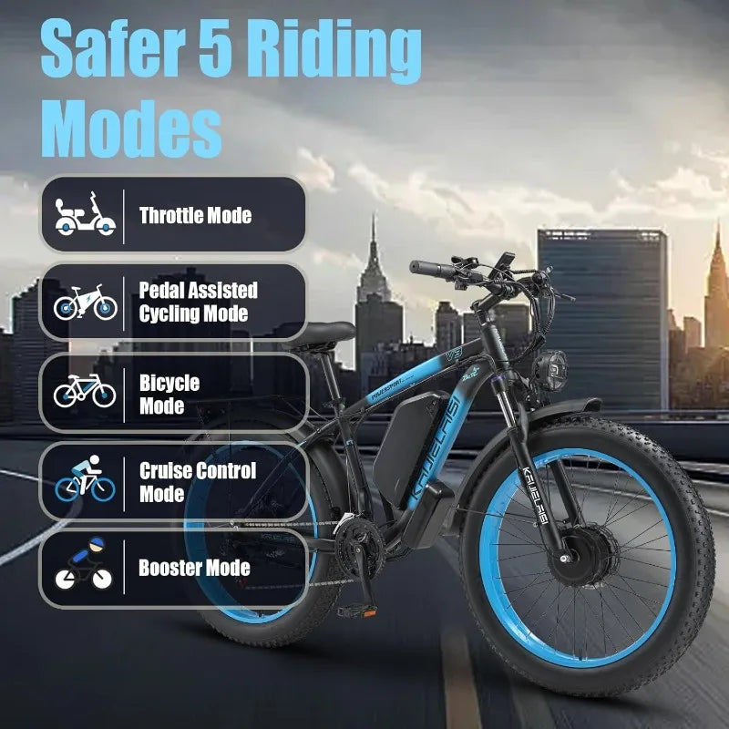 Hign Concerned AWD Electric Bike 4000W Fat Tire Ebike