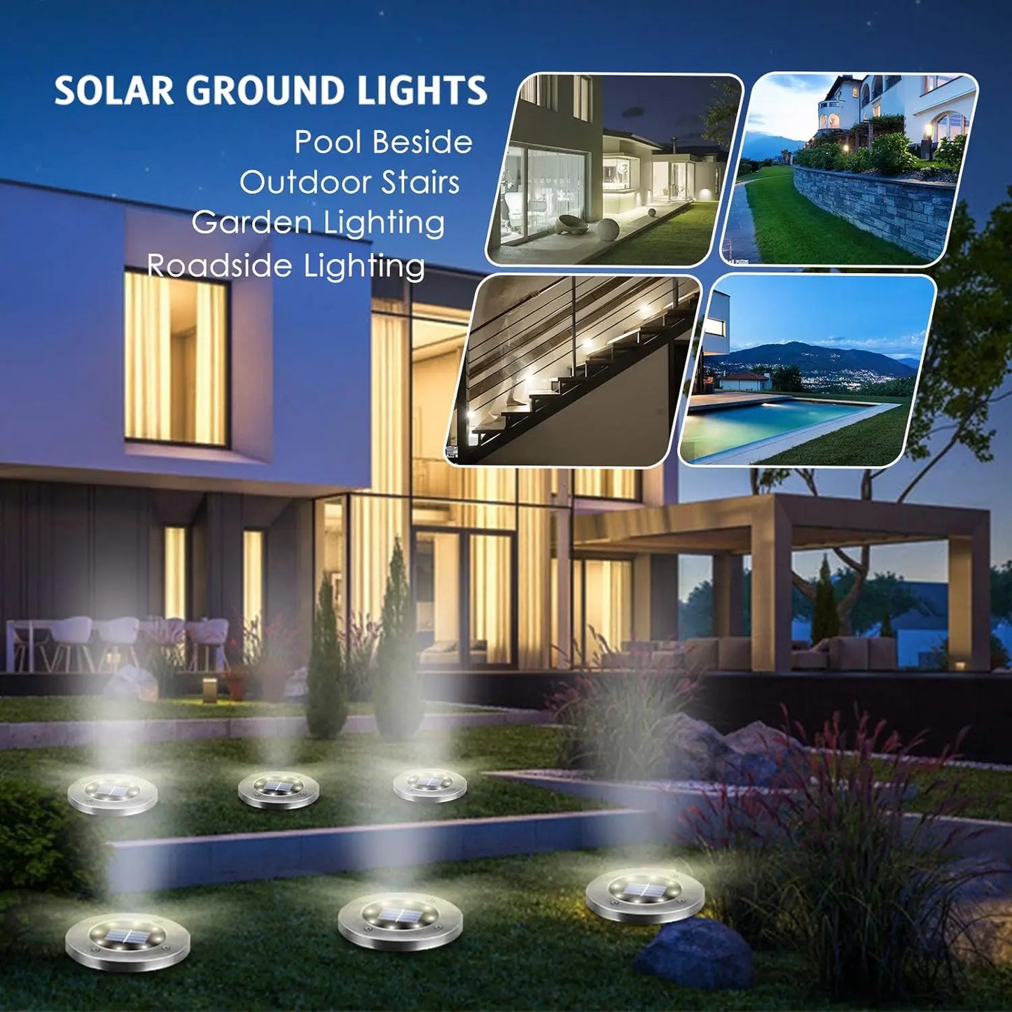 4 or 8 Pieces Solar Lights Outdoor 8 LED Solar Landscape Lighting for Garden Yard Pathway Cool or Warm White