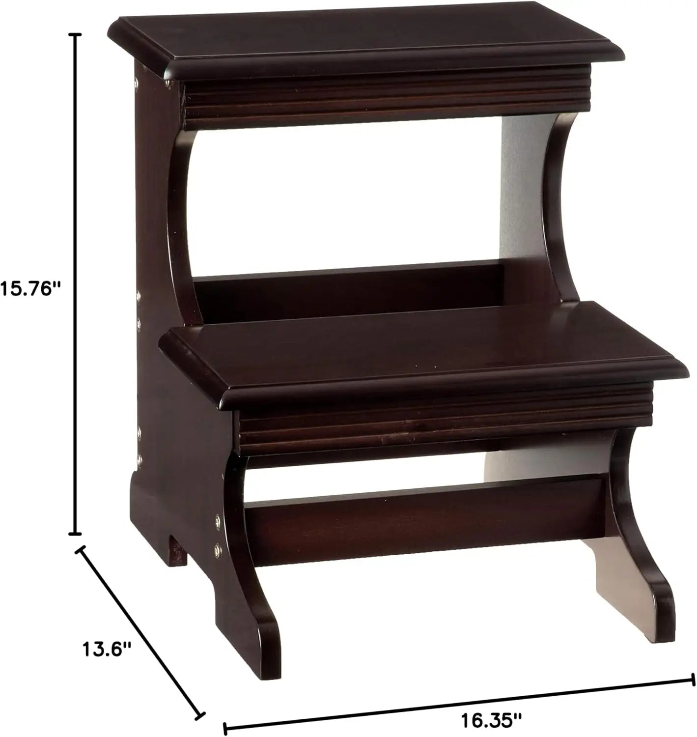 Home Furnishing Crestside 2 Step Wood Step Stool with Storage