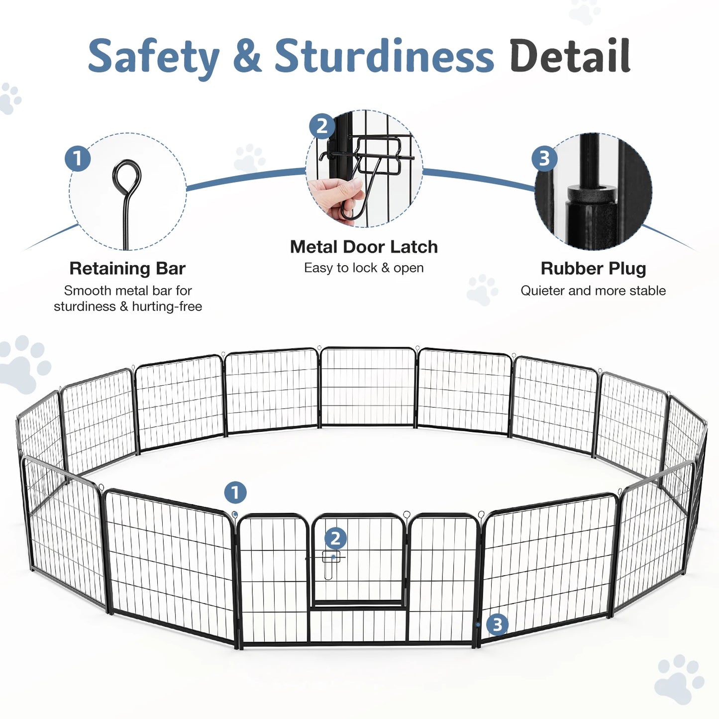JHK Heavy Duty Iron Dog Playpen With Gates For Indoors