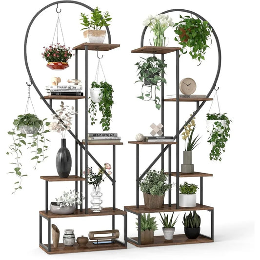 Giantex 6 Tier Tall Metal Plant Stand With Heart Shelves
