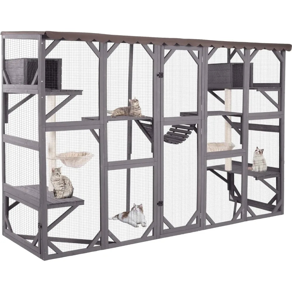Catio Outdoor Cat Enclosure Wall Mounted Wooden Cat House