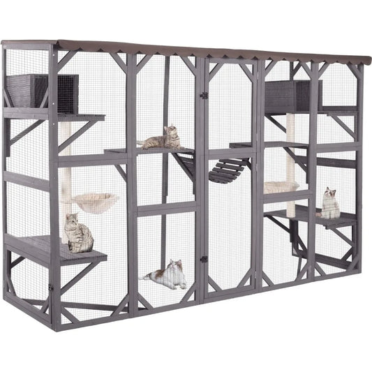 Catio Outdoor Cat Enclosure Wall Mounted Wooden Cat House