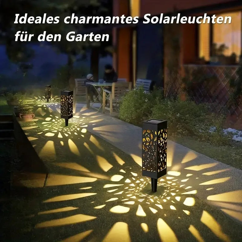 6PCS Solar Powered LED Garden Stake Lights Decorative Hollow-Out Lawn Lamps, Waterproof Outdoor Landscape Lighting