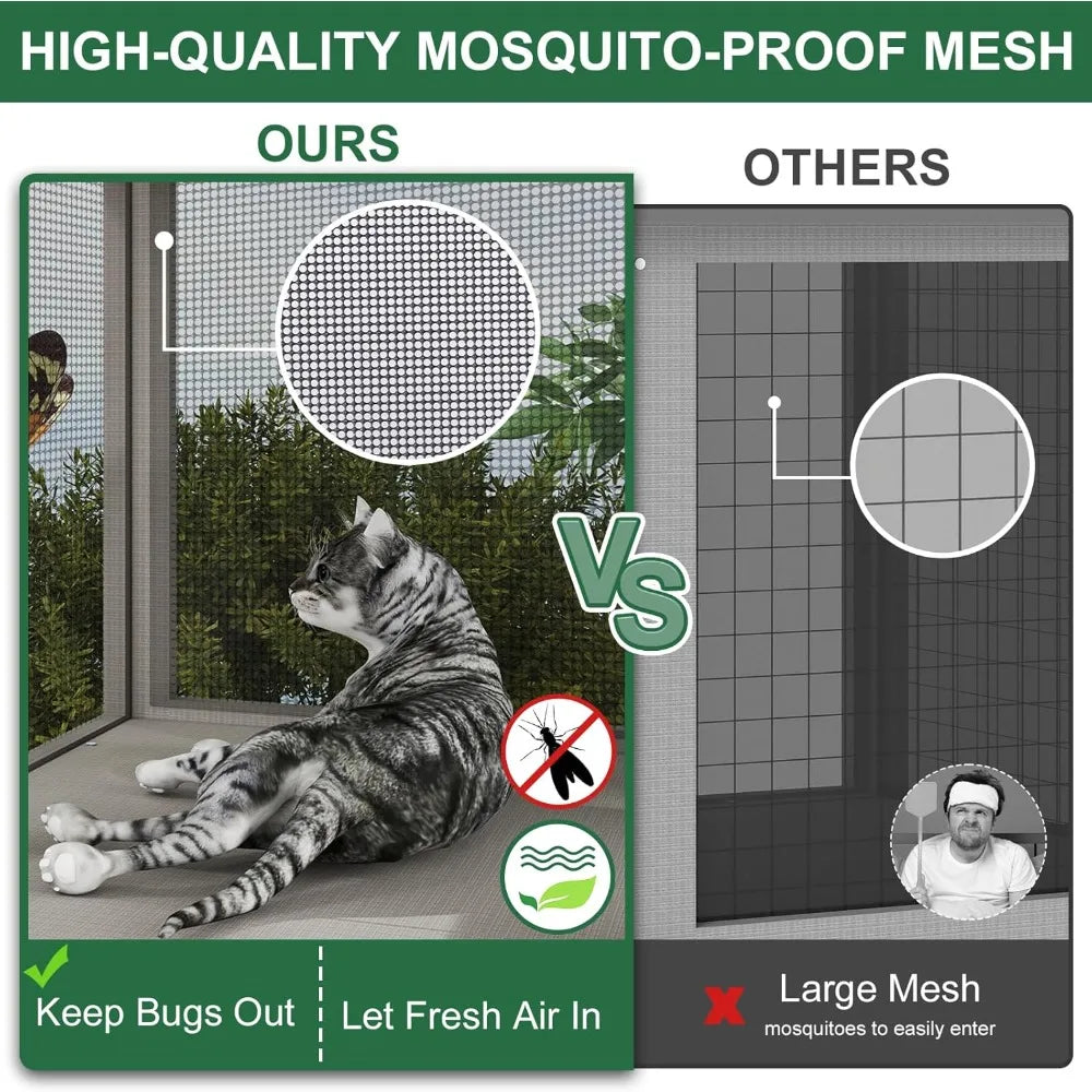 Expandable Window Box Enclosure for Multiple Indoor Cats, Comfortable Wooden Small Pet Perch House, All-Weather Use