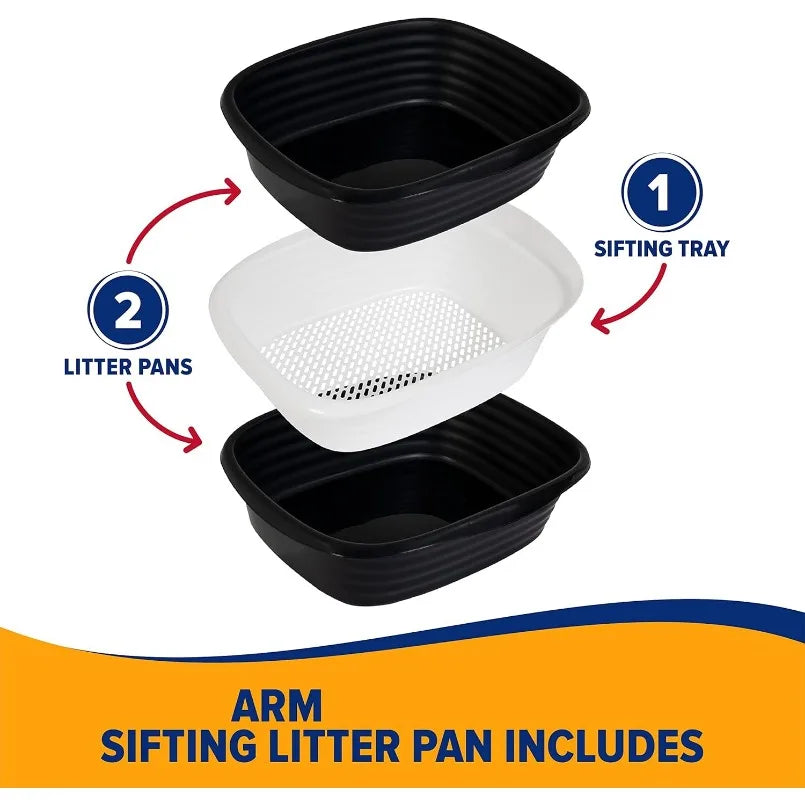 Arm And Hammer Large Sifting Cat Litter Box Scoop Free Tray With Microban Plastic Litter Pan Made In USA
