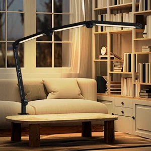 LED Desk Lamp with Clip, Multi-Angle Flexible 4-Segment 3-Light Source Office Desk Lamp, Table Lamp for Home Office Studio