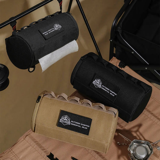 Outdoor Tissue Case Portable Roll Paper Storage Holder Polyester Waterproof Hanging Napkin Holder for Picnic Camping Hiking