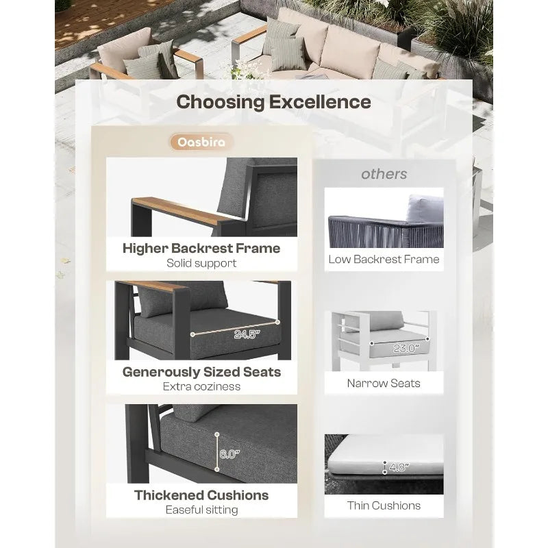 Hign-concerned Aluminum Patio Set With Cushions And Table