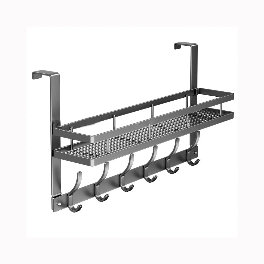 Punch-Free Door Hook Storage Holder Multifunctional Metal Hooks Easy-Install Bedroom Bathroom Kitchen Organizer Rack Coat Hook