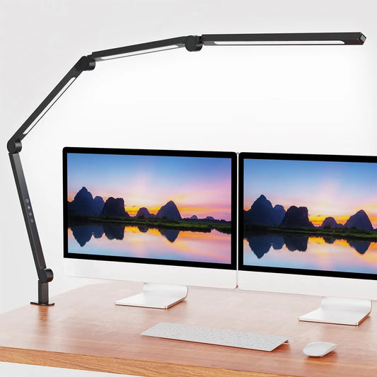 LED Desk Lamp with Clip, Multi-Angle Flexible 4-Segment 3-Light Source Office Desk Lamp, Table Lamp for Home Office Studio