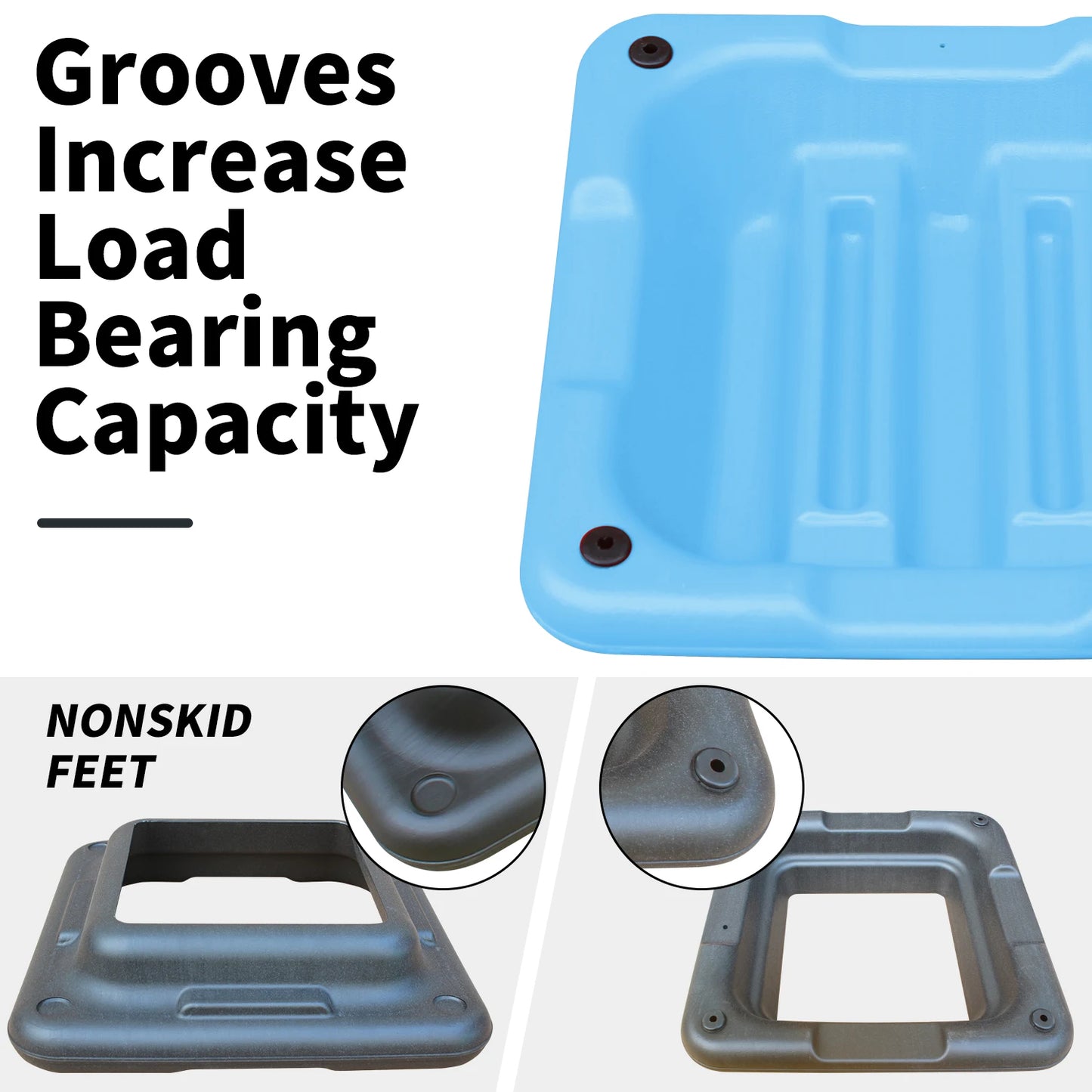 Adjustable 16"x16" Aerobic Step Platform with 4 Height Risers for Home Gym Exercise Fitness Workout