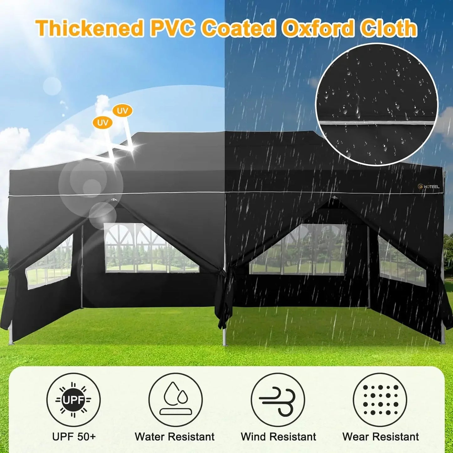 10x20 Heavy Duty Pop up Canopy Tent with Sidewalls for Outdoor Parties Events Wedding Commercial Use with Roller