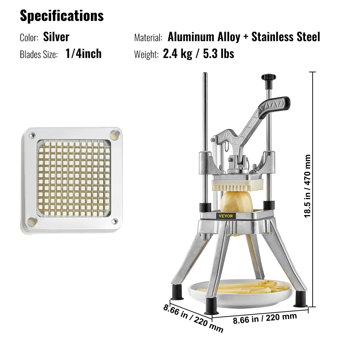 SucceBuy Commercial Vegetable and Fruit Heavy Duty Dicer and Cutter Stainless Steel Onion and French Fry Slicer