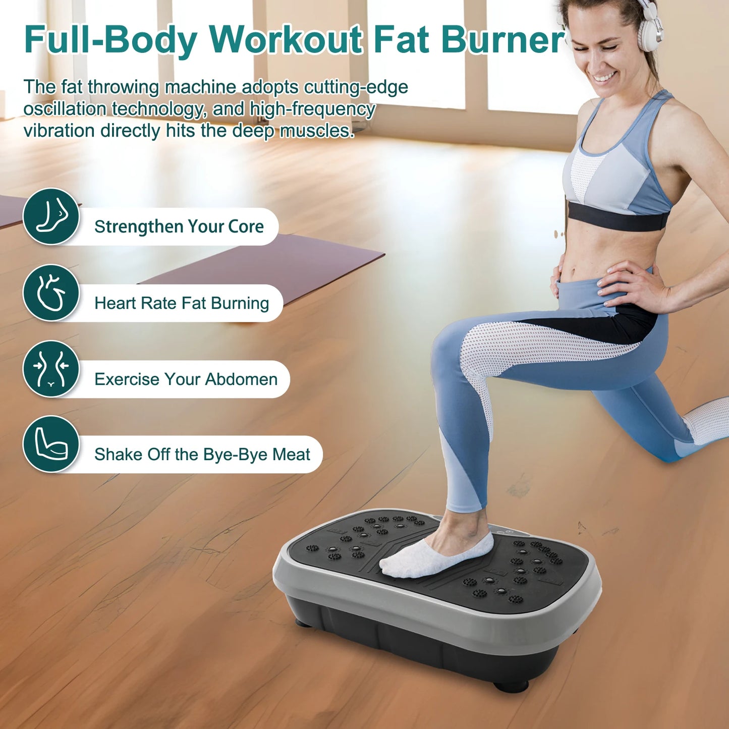 Portable Vibration Plate Exercise Machine for Home Fitness Fat Burning Whole Body Shaping Electric Muscle Massager