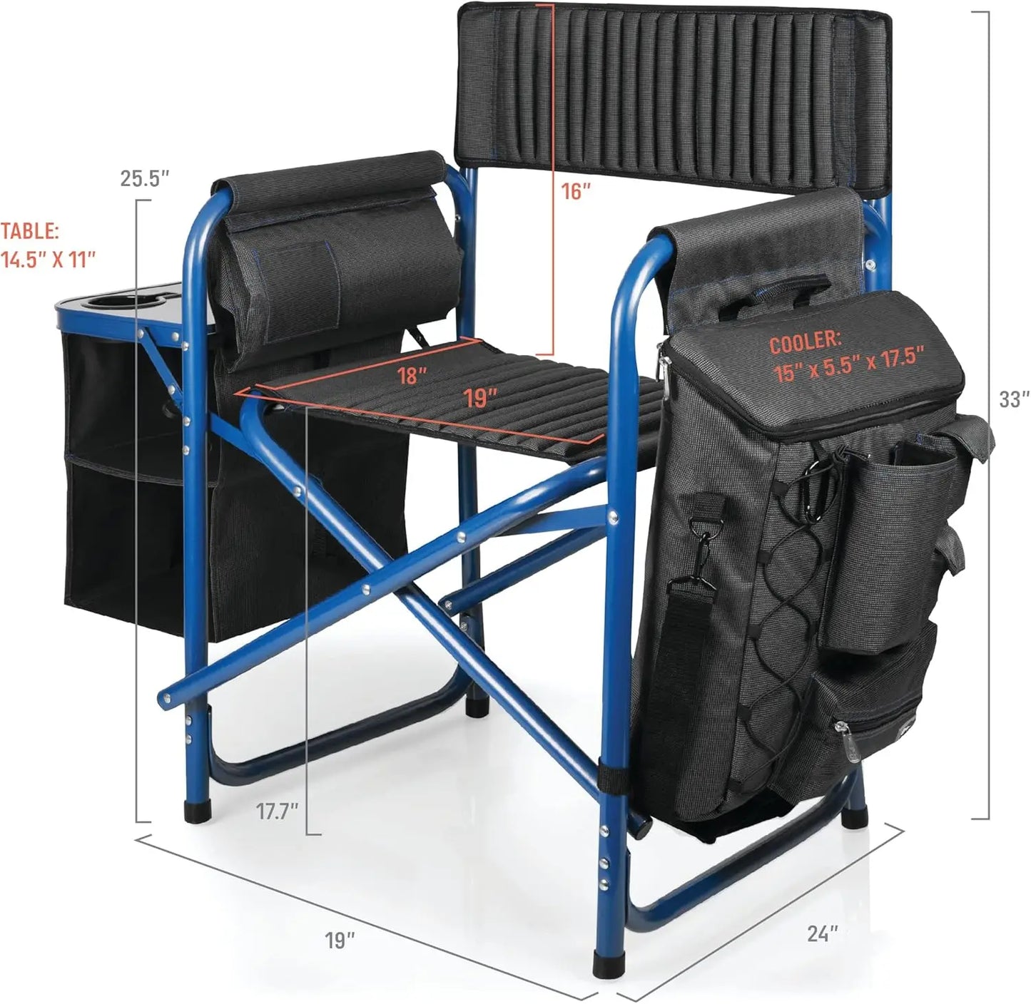 Fusion Camping Chair with Side Table And Soft Cooler by PICNIC TIME Outdoor Foldable Padded Chair with Cup Holder for Picnics And Camping