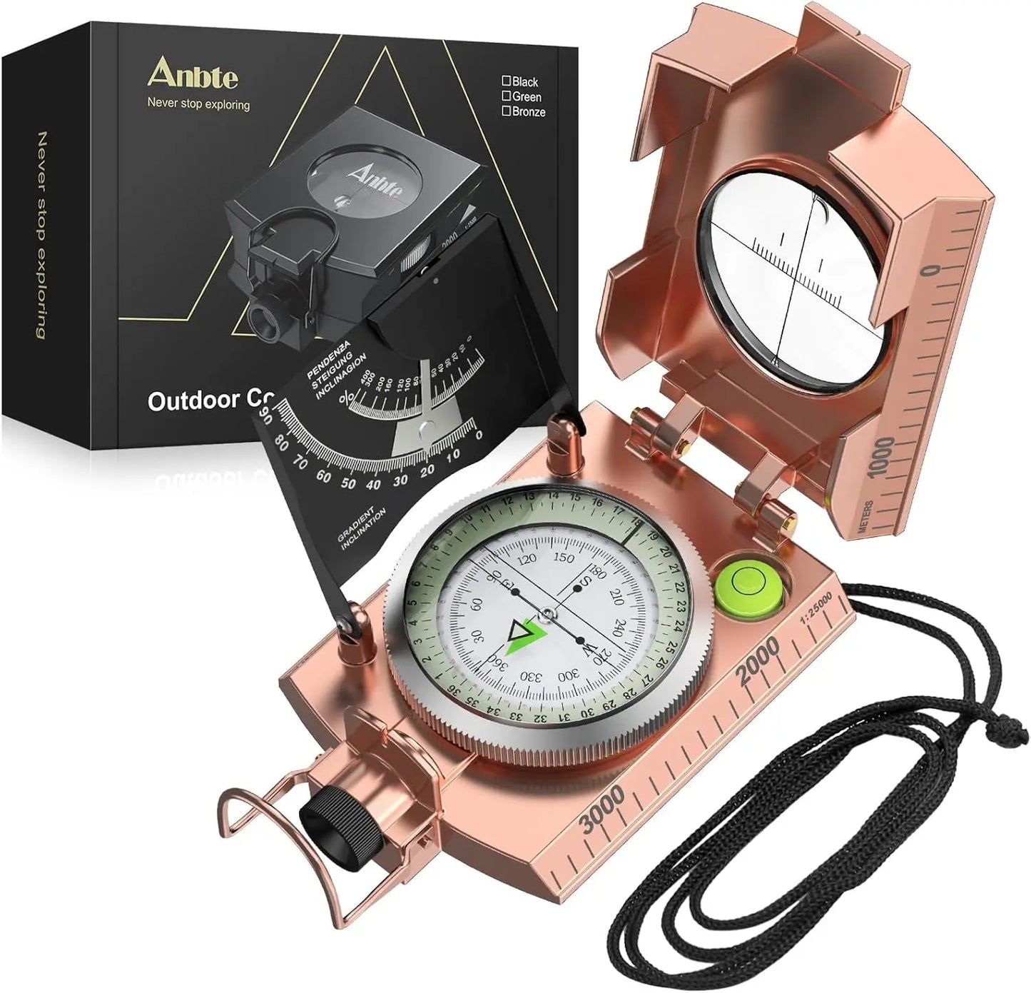 Compass Hiking Survival, IP65 Waterproof Metal Compass with Sighting Clinometer and Carry Bag, Multifunctional, Professional