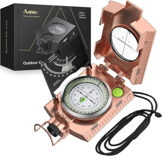 Compass Hiking Survival, IP65 Waterproof Metal Compass with Sighting Clinometer and Carry Bag, Multifunctional, Professional
