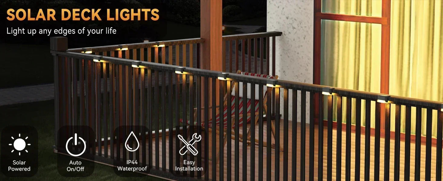 16-Pack Outdoor Solar Deck Lamp For Outdoor Stairs, Steps, Fences, Yards, Patios And Paths LED Light (Warm White)