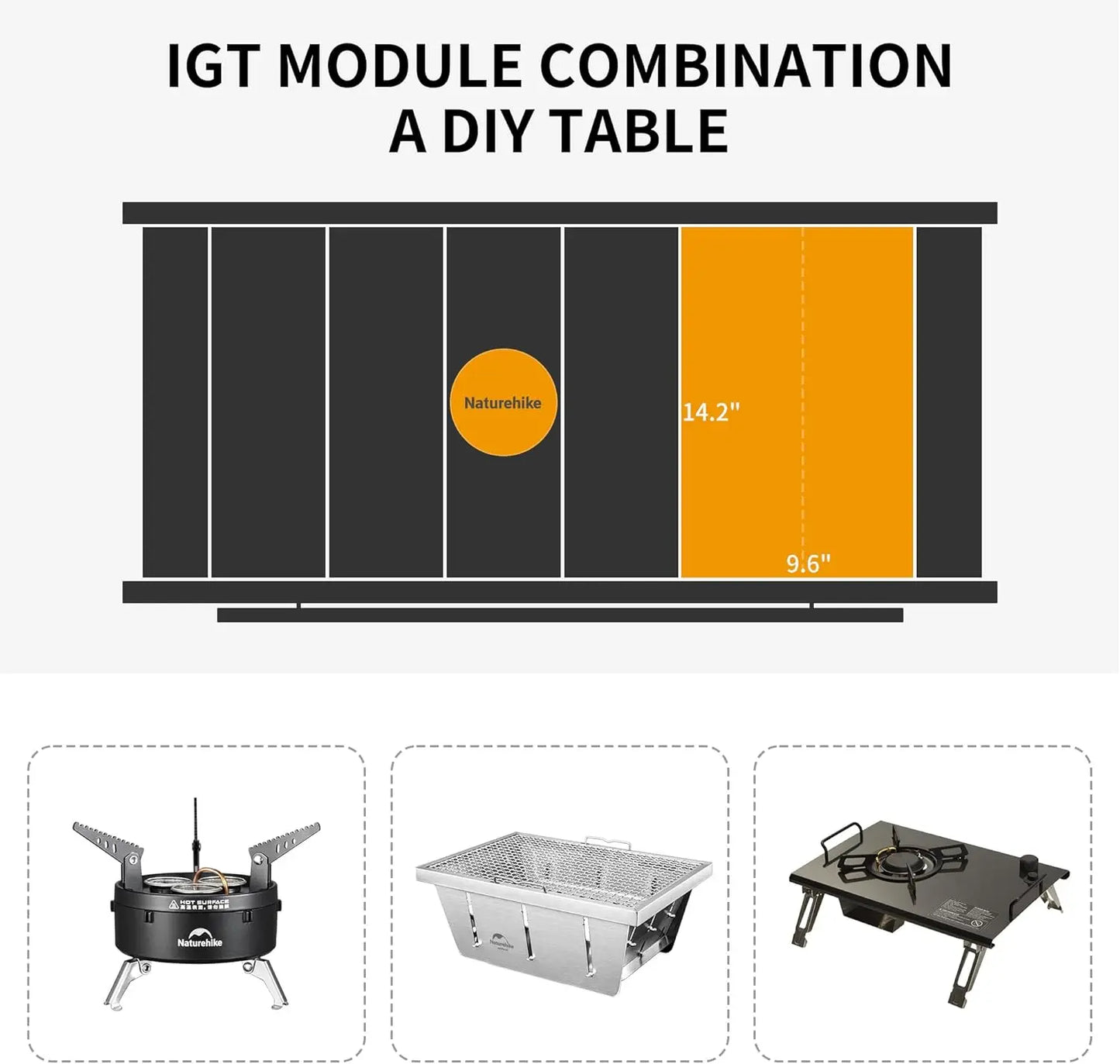 Naturehike Ultralight Folding Camping Table Portable Outdoor IGT Cook System with Carry Bag for Car Camping