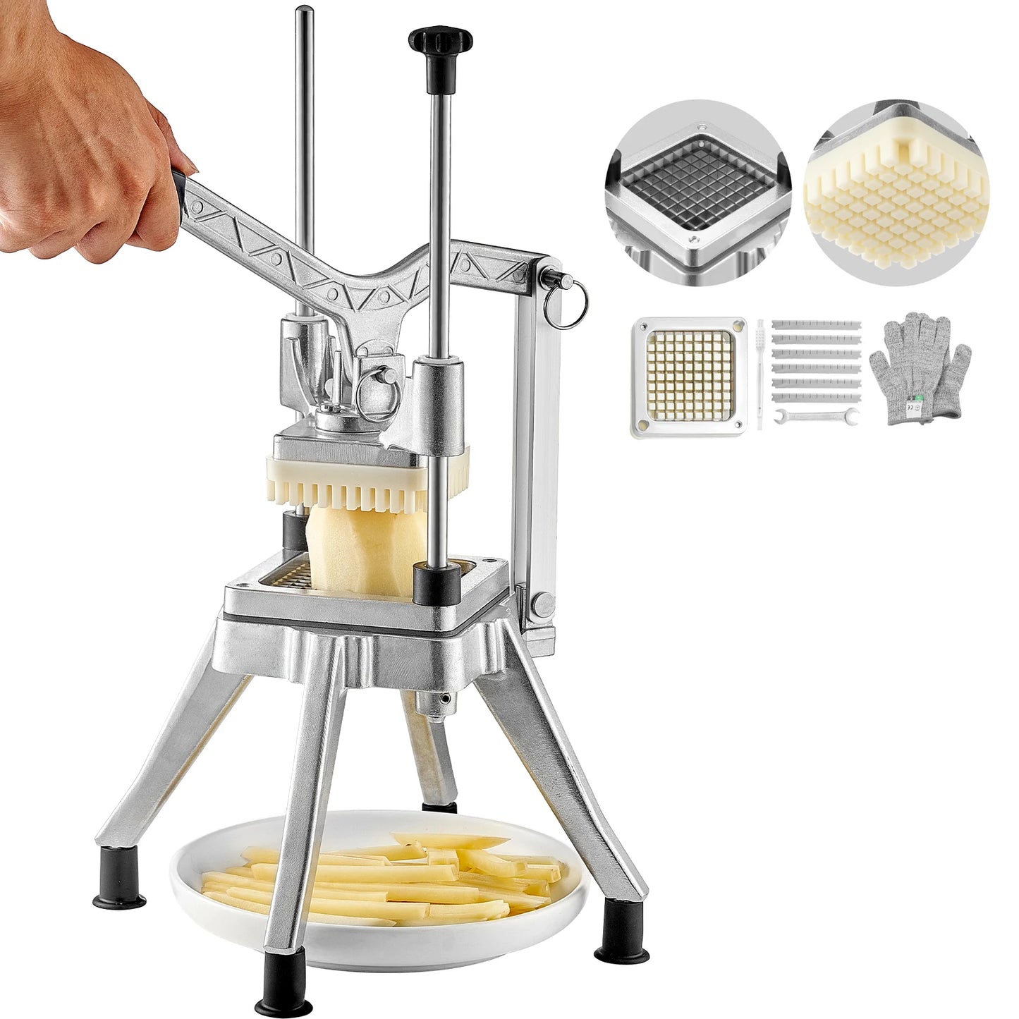 SucceBuy Commercial Vegetable and Fruit Heavy Duty Dicer and Cutter Stainless Steel Onion and French Fry Slicer