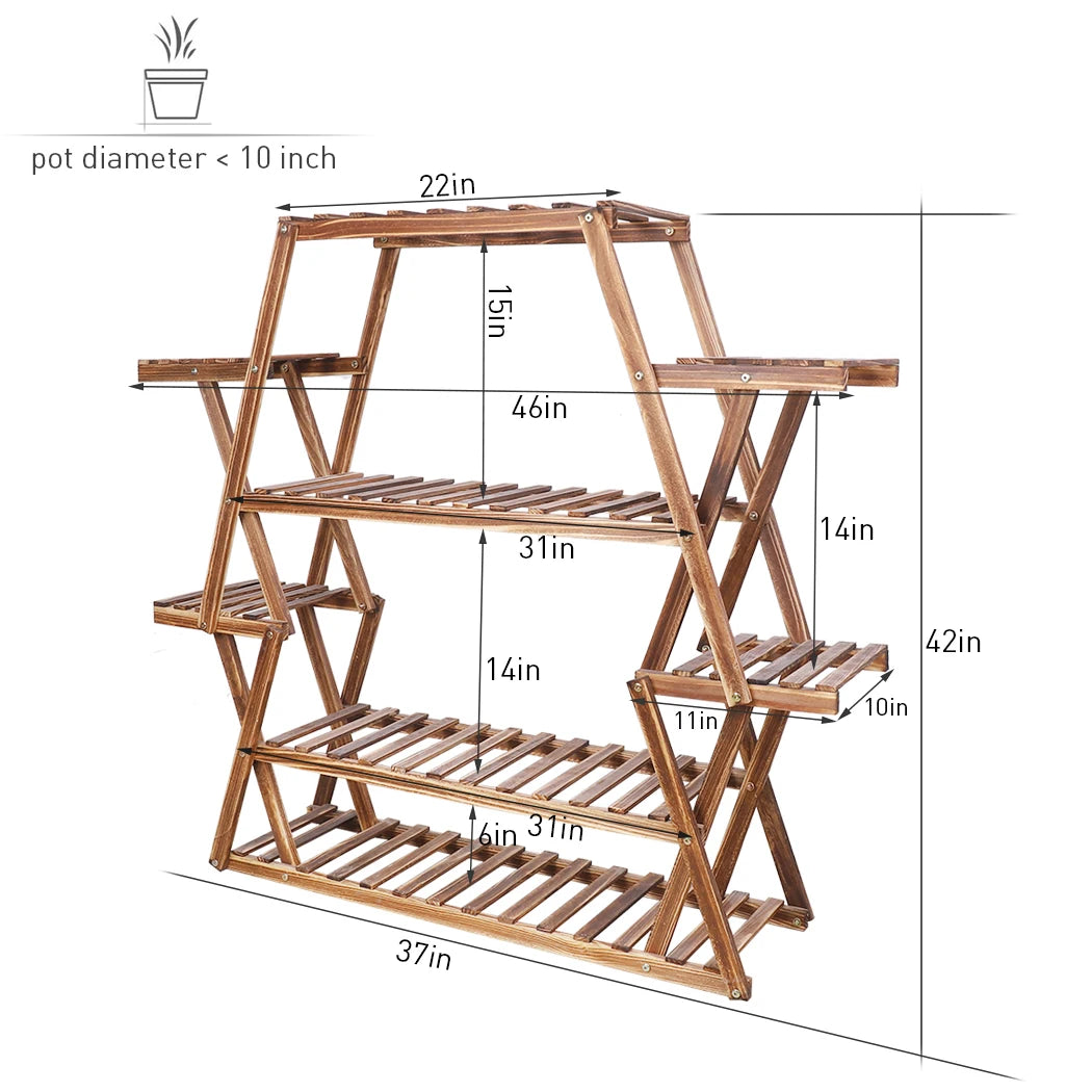 Hign-concerned Wood Flower Rack Plant Stand 8 Tiers