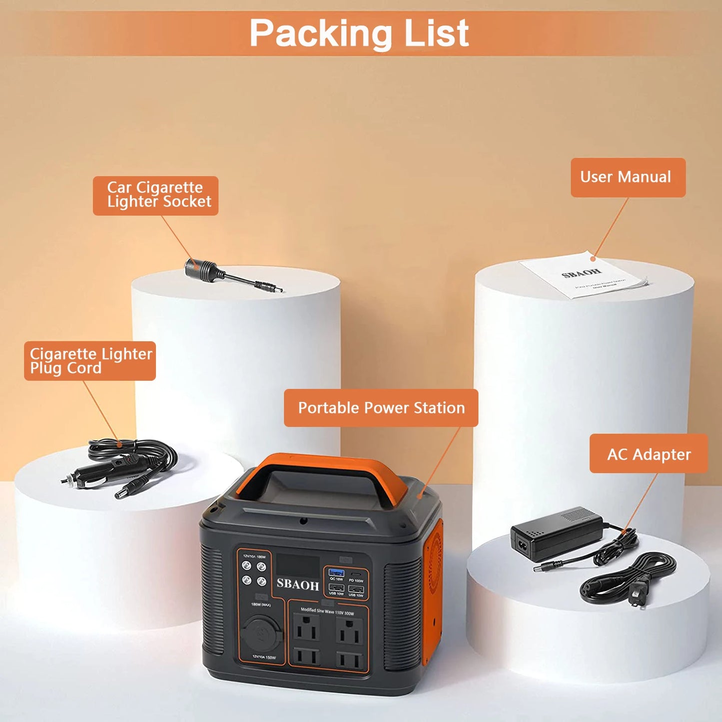 Portable Power Station 110V, 296Wh Lithium Ion Solar Generator