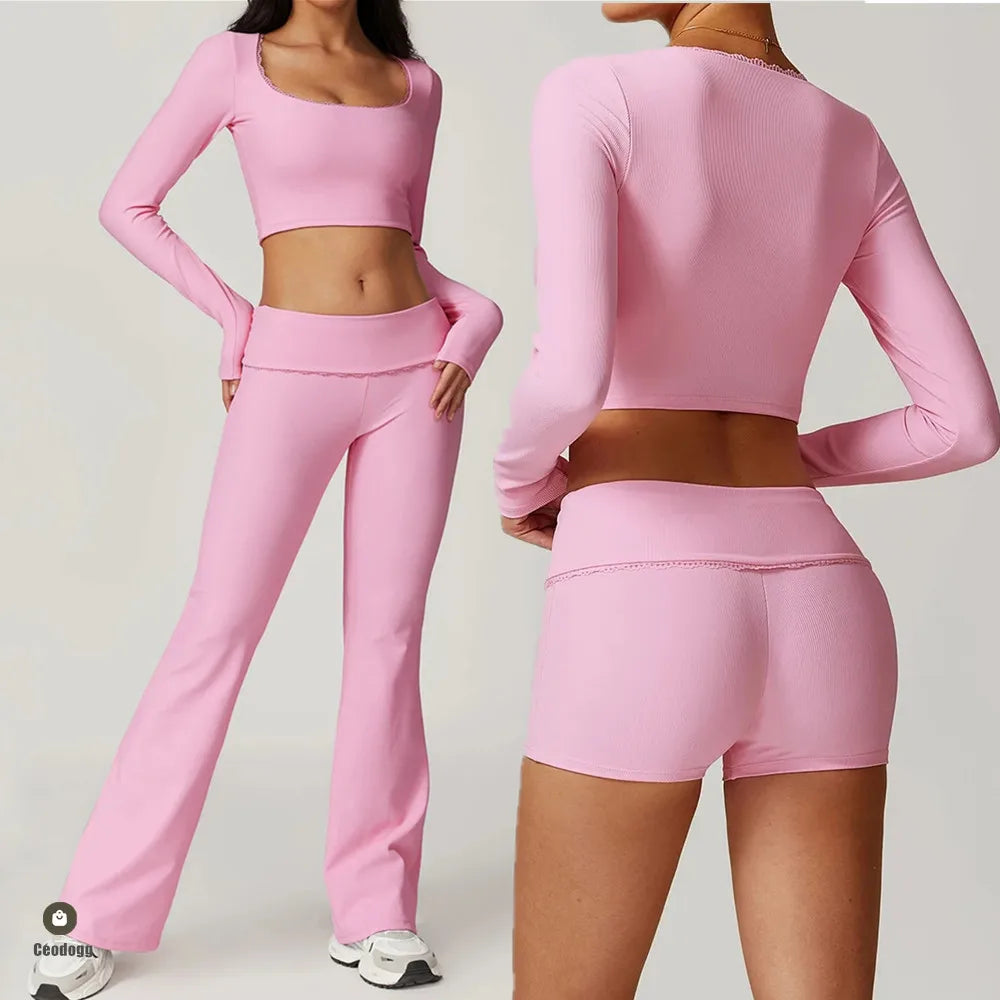 CEODOGGCN Yoga Set Women Push Up Bra High Waist Leggings