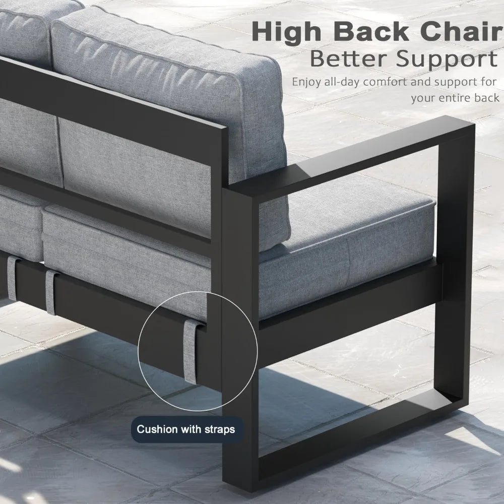 Outdoor Patio Aluminum Armchairs Set Of 2 With Cushions