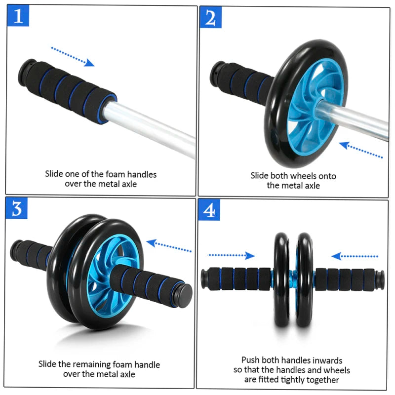 5 In 1 AB Wheel Roller Kit With Push Up Bar Jump Rope Hand Gripper And Knee Pad Complete Fitness Workout Core Carver Strength Training Equipment