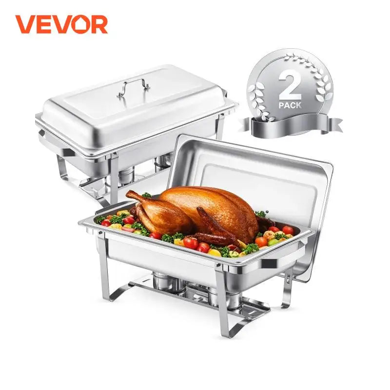 VEVOR 2 Packs Chafing Dish Buffet Set Stainless Steel Chafer