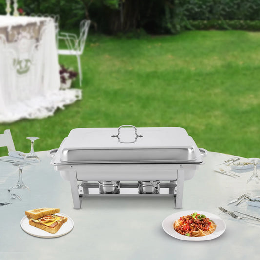 Modern 3-Compartment 2.5L Stainless Steel Chafing Dish Rectangular Buffet Serving Set for Catering Chafer Warmer